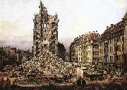 BELLOTTO, Bernardo The Ruins of the Old Kreuzkirche in Dresden gfh oil on canvas